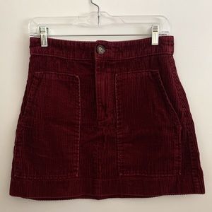Red Corduroy Mini Skirt